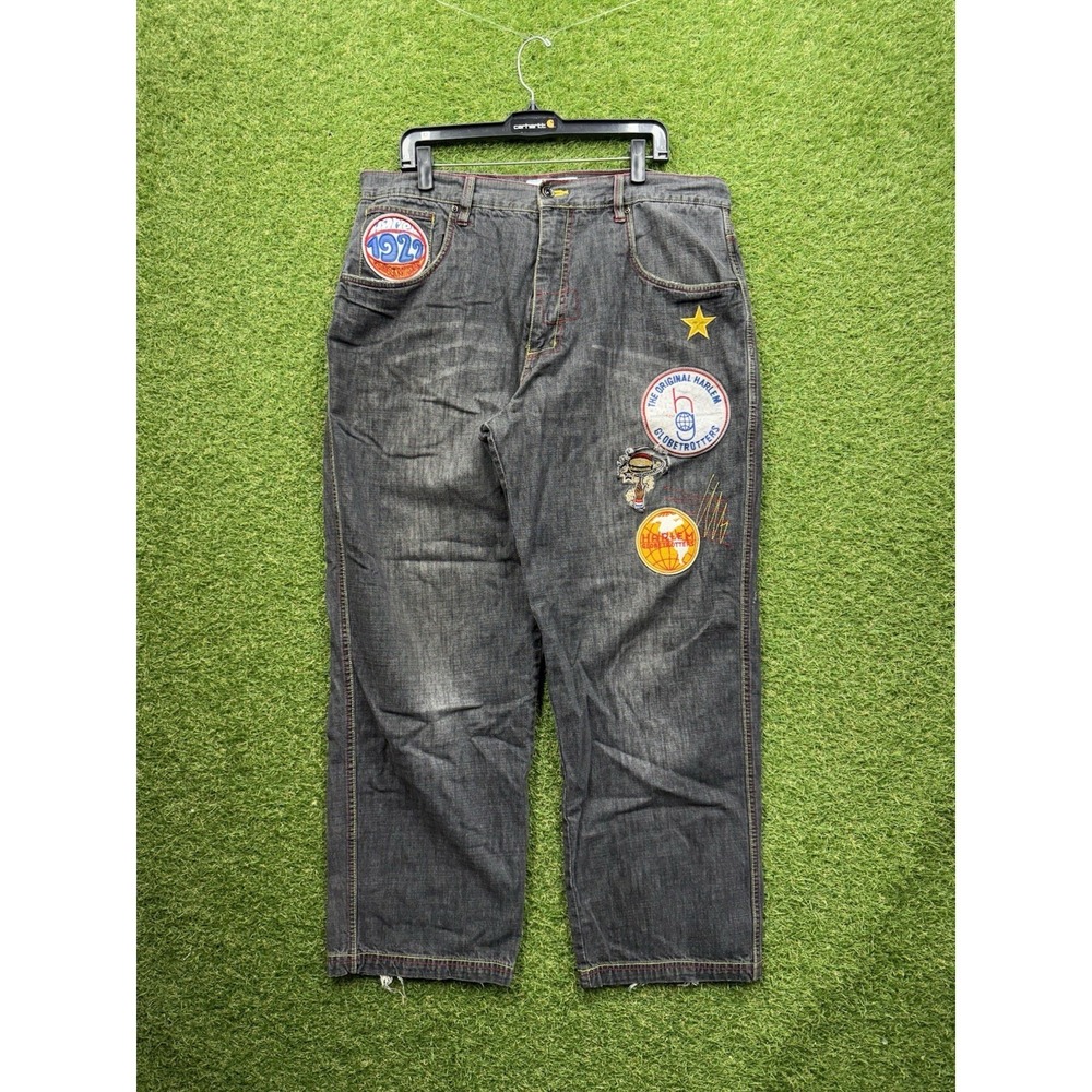 Platinum Fubu Harlem Globetrotters Jeans Mens 36x30 Baggy 2000s Hip Hop y2k